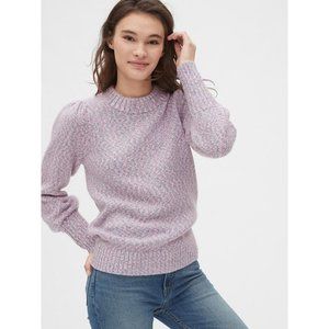 Gap Purple Marled Puff Sleeve Crewneck 